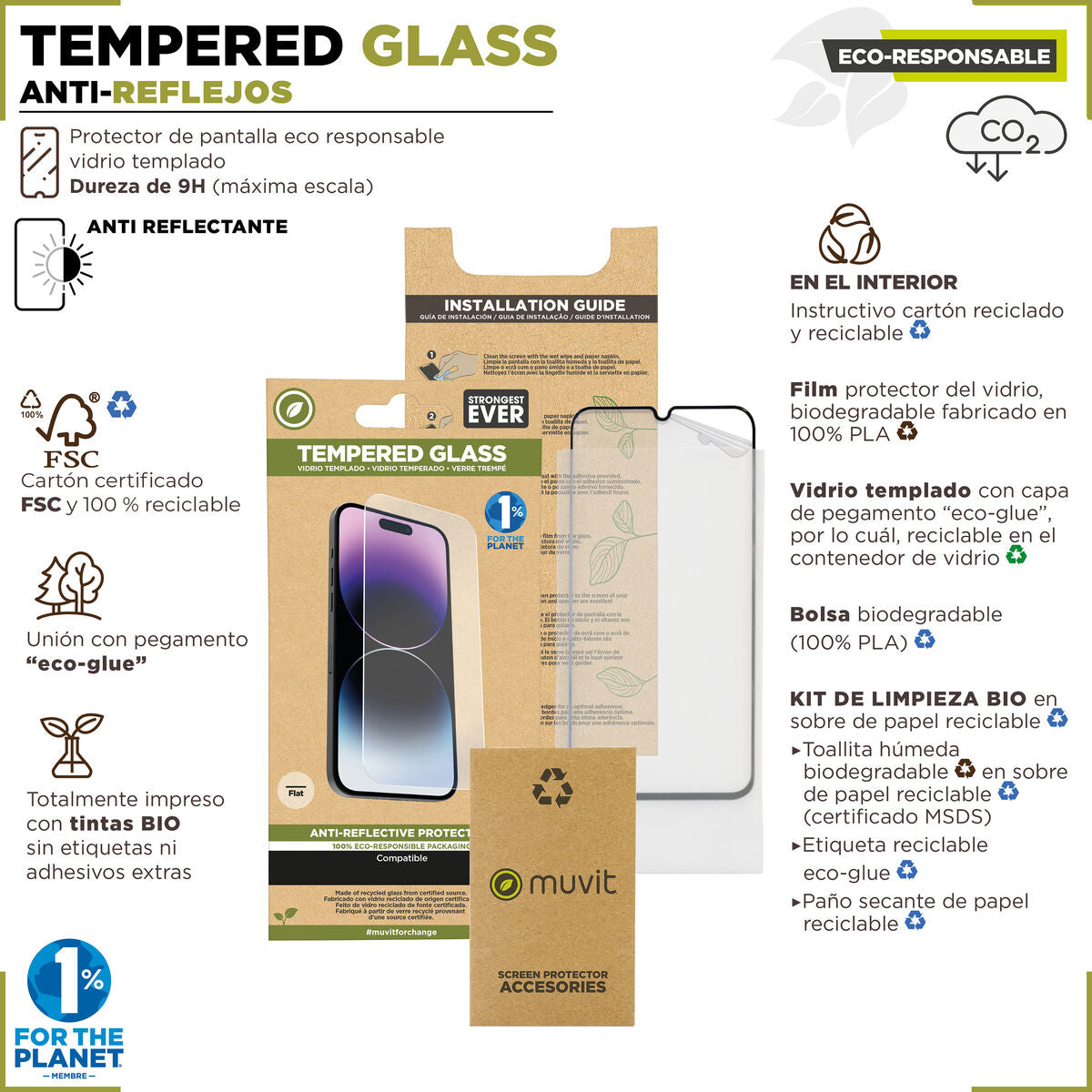 Mobile Screen Protector Muvit for Change iPhone 15 Pro-3