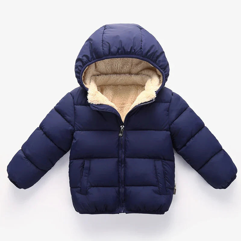 Multivariant Padded Jacket with Hood and Zip for Children-1
