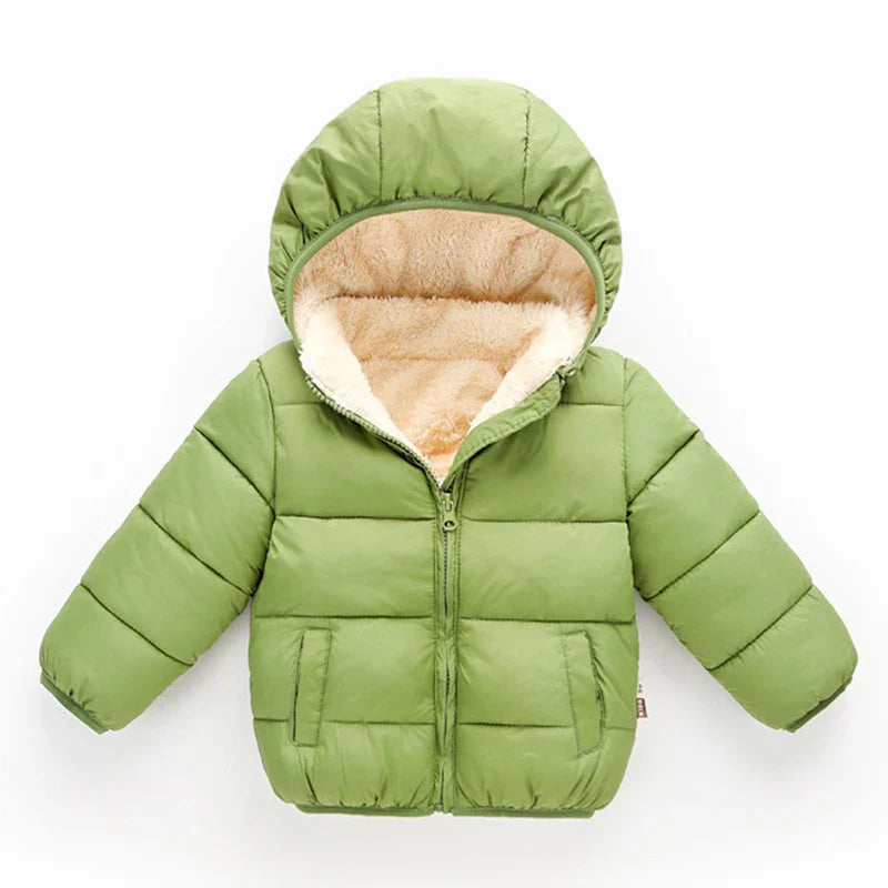 Multivariant Padded Jacket with Hood and Zip for Children-0