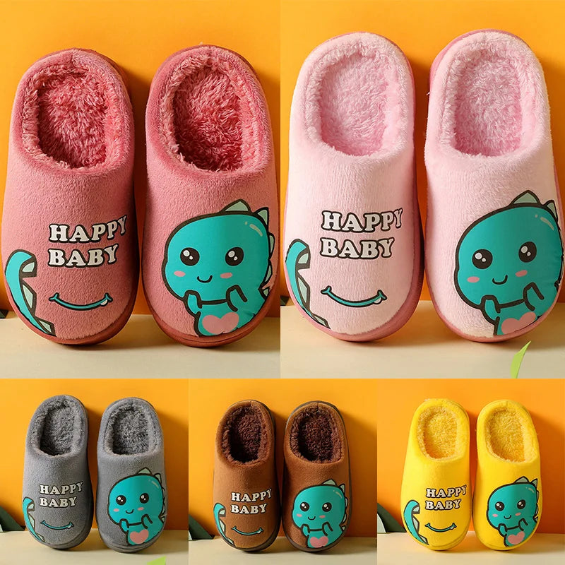 Warm and padded home slippers for children with monster-0