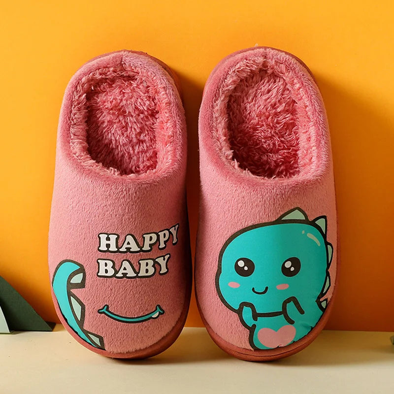 Warm and padded home slippers for children with monster-5