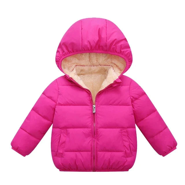 Multivariant Padded Jacket with Hood and Zip for Children-7